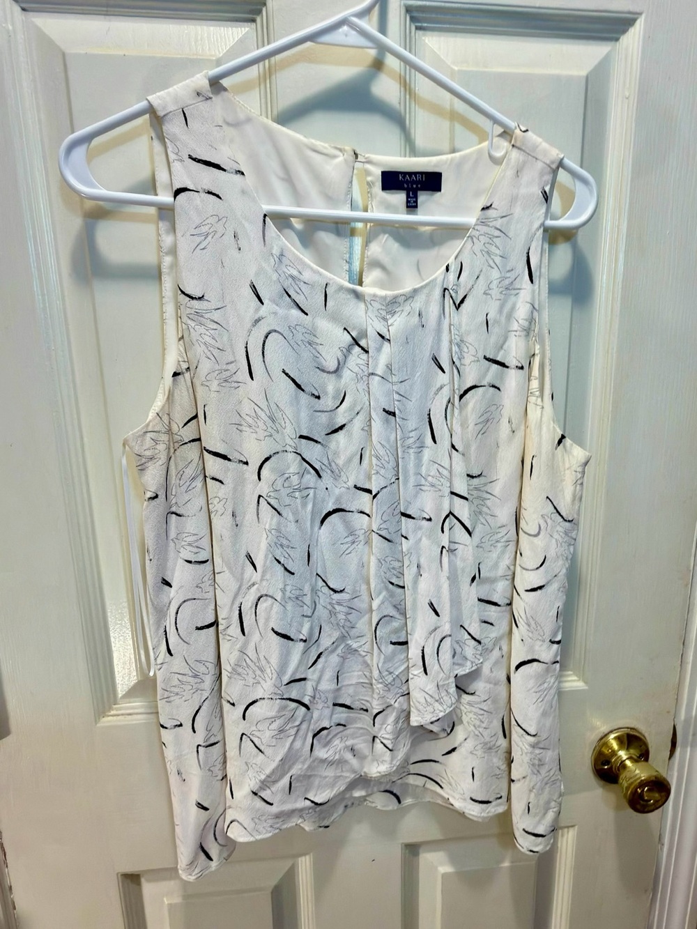 Kaari Blue White Sleeveless Flowy Printed Camisole